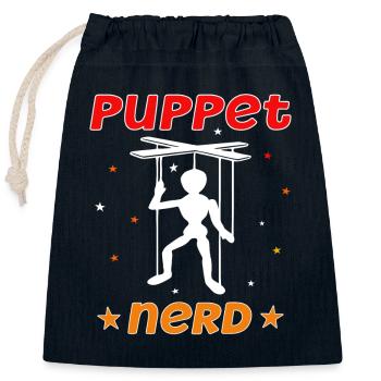 Puppeteer, puppetry, marionette, ventriloquist - Closable cotton gift bag (25x30cm) - navy - Front