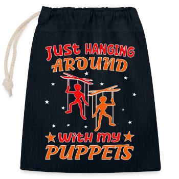 Puppenspieler und Marionetten für Puppenspiele - Verschließbarer Geschenkbeutel aus Baumwolle (25x30cm) - Navy - Vorne