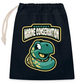 Marine Conservation - Closable cotton gift bag (25x30cm) - navy - Front