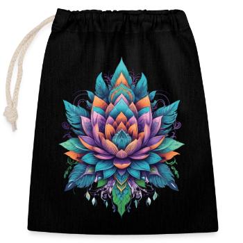Mandala Lotus Spiritual Aesthetic Design - Closable cotton gift bag (25x30cm) - black - Front