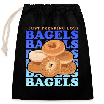 Amateur de bagel | Pain au four Beigel cadeau - Sac cadeau en coton avec cordon (25 x 30 cm) - noir - Devant