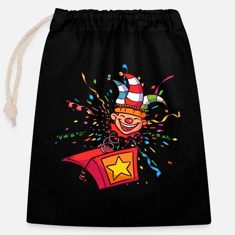 Clown, Carnival, Carnival, Carnival Costume, Parade, Celebration, Jester, - Closable cotton gift bag (25x30cm) - black