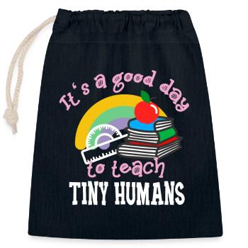 Funny Teacher Elementary School Teacher Lessons - Closable cotton gift bag (25x30cm) - navy - Front