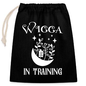 Wicca In Ausbildung Hexerei Magie Mond Spirituell - Verschließbarer Geschenkbeutel aus Baumwolle (25x30cm) - Schwarz - Vorne