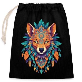 Dingo Totem Spiritual Dog Power Animal Mandala - Closable cotton gift bag (25x30cm) - black - Front