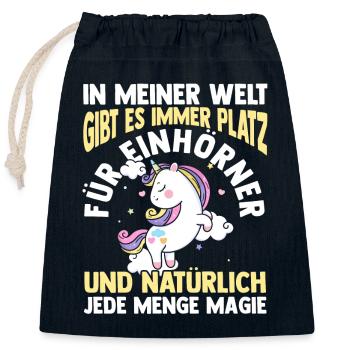 Magie Einhorn - Verschließbarer Geschenkbeutel aus Baumwolle (25x30cm) - Navy - Vorne