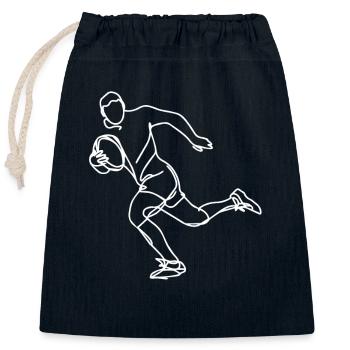 Rugby Player Drawing - Closable cotton gift bag (25x30cm) - navy - Front