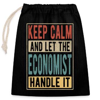 Cadeau rétro économiste - Sac cadeau en coton avec cordon (25 x 30 cm) - noir - Devant