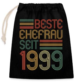 Beste Ehefrau seit 1999 25.Hochzeitstag - Verschließbarer Geschenkbeutel aus Baumwolle (25x30cm) - Schwarz - Vorne