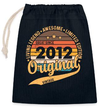 Millésime 2012 - Célébration de l’année de naissance légendaire - Sac cadeau en coton avec cordon (25 x 30 cm) - bleu marine - Devant