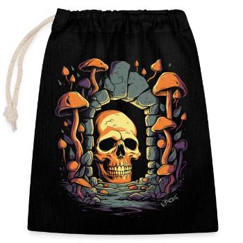 The Old Dungeon Mushrooms Skull - Closable cotton gift bag (25x30cm) - black - Front