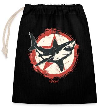 Parodist Communist Comrade Shark - Closable cotton gift bag (25x30cm) - black - Front