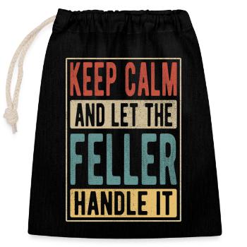 Feller Retro Geschenk - Verschließbarer Geschenkbeutel aus Baumwolle (25x30cm) - Schwarz - Vorne