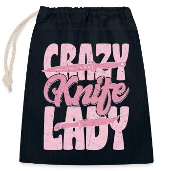 Crazy Knife Lady Hobby Knife Collector - Verschließbarer Geschenkbeutel aus Baumwolle (25x30cm) - Navy - Vorne
