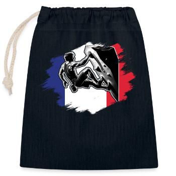 France Climber – Distressed Boulderer Climbing - Verschließbarer Geschenkbeutel aus Baumwolle (25x30cm) - Navy - Vorne
