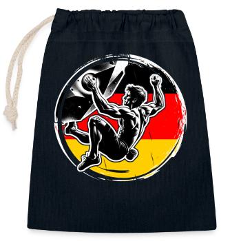 Germany Climber – Distressed Boulderer Climbing - Verschließbarer Geschenkbeutel aus Baumwolle (25x30cm) - Navy - Vorne