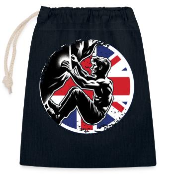 England Kletterer - Boulder UK Boulderer Klettern - Verschließbarer Geschenkbeutel aus Baumwolle (25x30cm) - Navy - Vorne