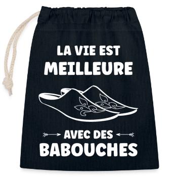 Slippers Humor - Closable cotton gift bag (25x30cm) - navy - Front