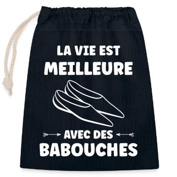 Slippers Humor - Closable cotton gift bag (25x30cm) - navy - Front
