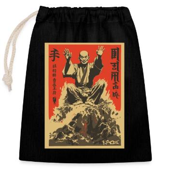 Parodie japanisches Actionfilm-Plakat: Shaolin Zen - Verschließbarer Geschenkbeutel aus Baumwolle (25x30cm) - Schwarz - Vorne