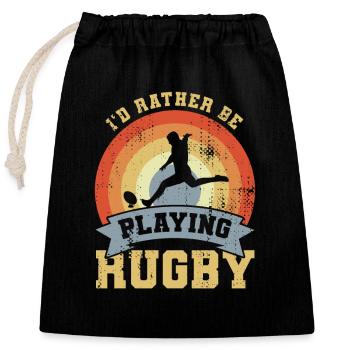 Blague sur le rugby - Sac cadeau en coton avec cordon (25 x 30 cm) - noir - Devant