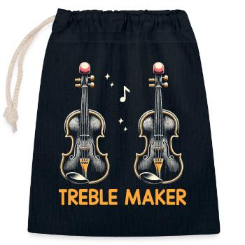 Treble Maker Violin Instrument Violinist Fiddler V - Closable cotton gift bag (25x30cm) - navy - Front