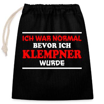 Klempner Spruch Beruf Lustiges Klempner Geschenk - Verschließbarer Geschenkbeutel aus Baumwolle (25x30cm) - Schwarz - Vorne