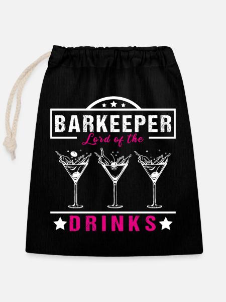 Barkeeper Lord - Verschließbarer Geschenkbeutel aus Baumwolle (25x30cm) - Schwarz