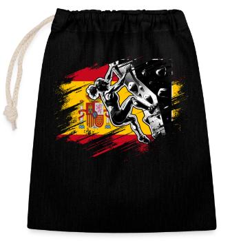 Spanien Kletterer - Frau Boulderer Klettern - Verschließbarer Geschenkbeutel aus Baumwolle (25x30cm) - Schwarz - Vorne