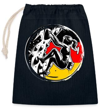 Deutschland Kletterer - Frau Boulderer Klettern - Verschließbarer Geschenkbeutel aus Baumwolle (25x30cm) - Navy - Vorne