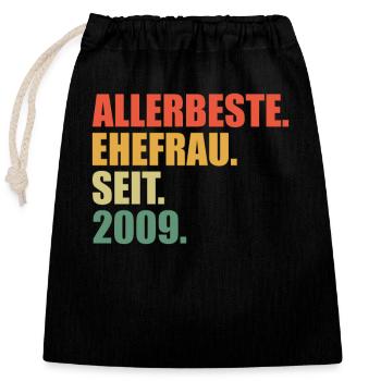 Beste Ehefrau seit 2009 15.Hochzeitstag - Verschließbarer Geschenkbeutel aus Baumwolle (25x30cm) - Schwarz - Vorne