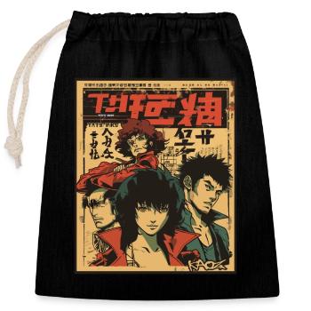 Parodie japanischer Actionfilm Anime - Verschließbarer Geschenkbeutel aus Baumwolle (25x30cm) - Schwarz - Vorne