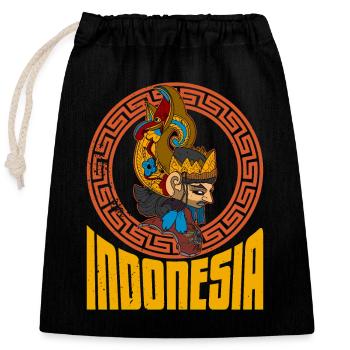 Bali Wayang Marionette Java Indonesien Reise - Verschließbarer Geschenkbeutel aus Baumwolle (25x30cm) - Schwarz - Vorne