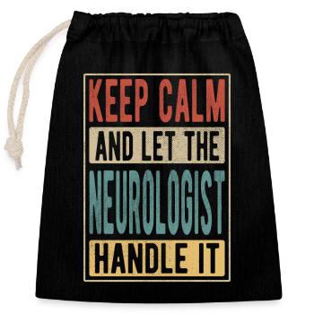 Neurologist Retro Gift - Closable cotton gift bag (25x30cm) - black - Front
