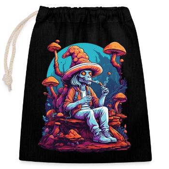Champignons des forêts extraterrestres Transe psychédélique de Goa - Sac cadeau en coton avec cordon (25 x 30 cm) - noir - Devant