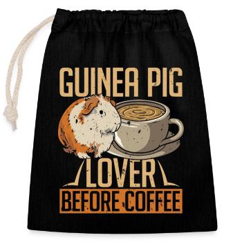 Amateur de cochons d’Inde avant de caresser Zoo Amateur de café - Sac cadeau en coton avec cordon (25 x 30 cm) - noir - Devant