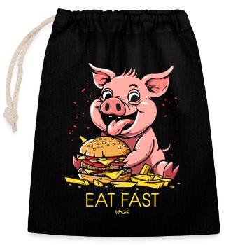 Restauration rapide : burgers de restauration rapide, frites, porc - Sac cadeau en coton avec cordon (25 x 30 cm) - noir - Devant