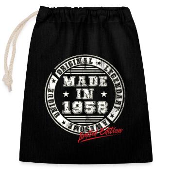 Retro Patch Vintage 1958 Birthday Gift - Closable cotton gift bag (25x30cm) - black - Front