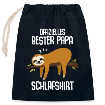 Offizielles Bester Papa Schlafshirt - Verschließbarer Geschenkbeutel aus Baumwolle (25x30cm) - Navy - Vorne