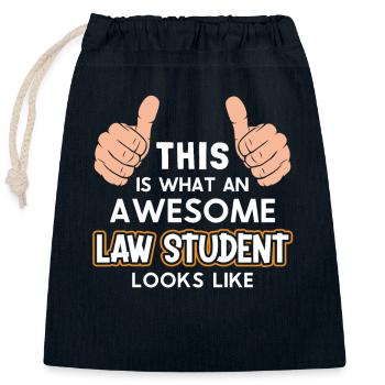Voici à quoi ressemble un étudiant en droit génial - Sac cadeau en coton avec cordon (25 x 30 cm) - bleu marine - Devant