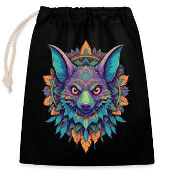 Flying Fox Mandala Design In Unique Style - Closable cotton gift bag (25x30cm) - black - Front