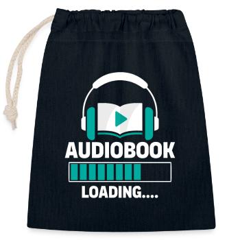 Silence s’il vous plaît : Chargement du livre audio... - Sac cadeau en coton avec cordon (25 x 30 cm) - bleu marine - Devant