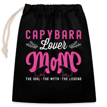 Capybara Amoureux Maman L’idole Le mythe Amoureux des animaux - Sac cadeau en coton avec cordon (25 x 30 cm) - noir - Devant