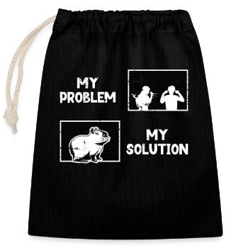 Capybara Amoureux Mon Problème Mon Pictogramme Papa Maman - Sac cadeau en coton avec cordon (25 x 30 cm) - noir - Devant