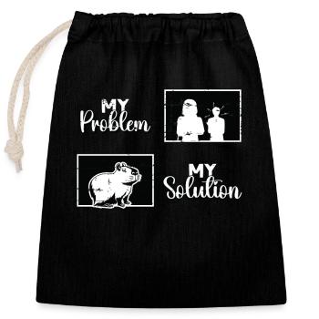 Capybara Amoureux Mon Problème Mon Pictogramme Maman Papa - Sac cadeau en coton avec cordon (25 x 30 cm) - noir - Devant