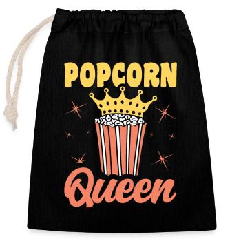 Popcorn Queen drôle soufflé maïs cadeau - Sac cadeau en coton avec cordon (25 x 30 cm) - noir - Devant