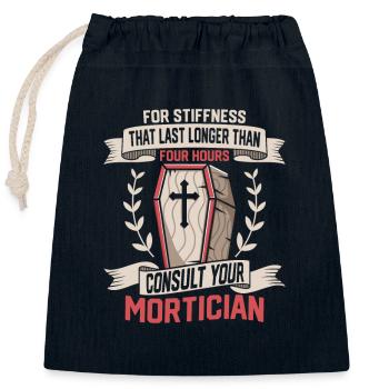 Consult Your Mortician Coffin Mortuary - Closable cotton gift bag (25x30cm) - navy - Front