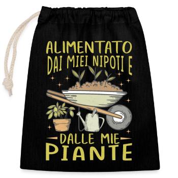 Propulsé par les petits-enfants et la conception des plantes - Sac cadeau en coton avec cordon (25 x 30 cm) - noir - Devant