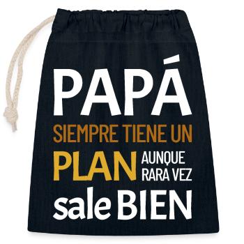 Papa a toujours un plan - Sac cadeau en coton avec cordon (25 x 30 cm) - bleu marine - Devant