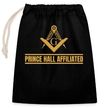 Freimaurer Winkel & Zirkel FREEMASON Prince Hall - Verschließbarer Geschenkbeutel aus Baumwolle (25x30cm) - Schwarz - Vorne